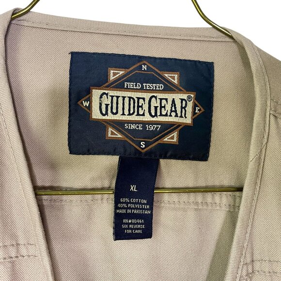 Guide Gear XL Khaki Field Vest With Zippered Pockets & American Flag Patch - Picture 2 of 6
